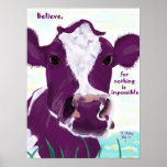 Purple Cow Quite Possibly Contemplating Flight Posters
