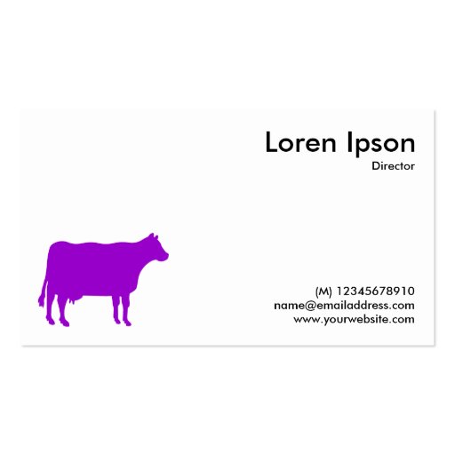 Purple Cow Symbol - White Business Card Template (back side)