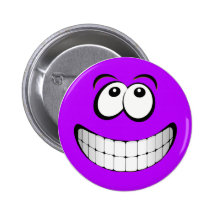 Purple Crazy Eyes Smiley Face Button