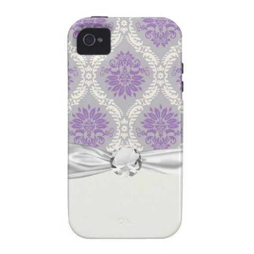 purple cream and gray royale damask vibe iPhone 4 covers