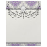purple cream and gray royale damask letterhead template