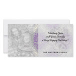 purple cream and gray royale damask custom photo card