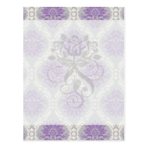purple cream and gray royale damask post cards