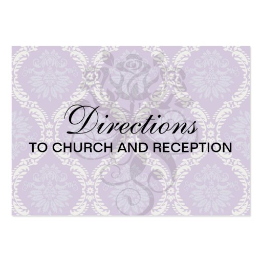 purple cream damask pattern business card (front side)