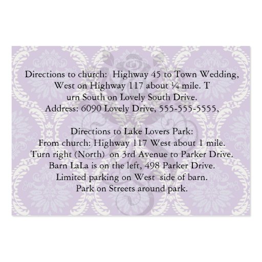 purple cream damask pattern business card (back side)