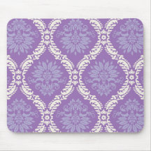 purple cream damask pattern mousepad
