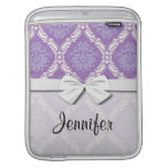 purple cream damask pattern ipad sleeves