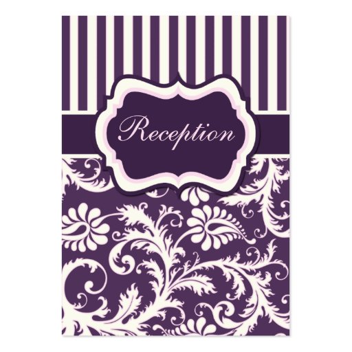 Purple, Cream, Pink Striped Damask Enclosure Card Business Card