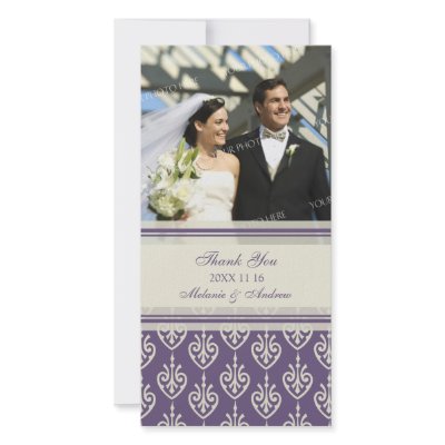 Purple Cream Thank You Wedding Photo Cards