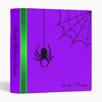 Purple Creepy Spider Halloween Recipe Binder