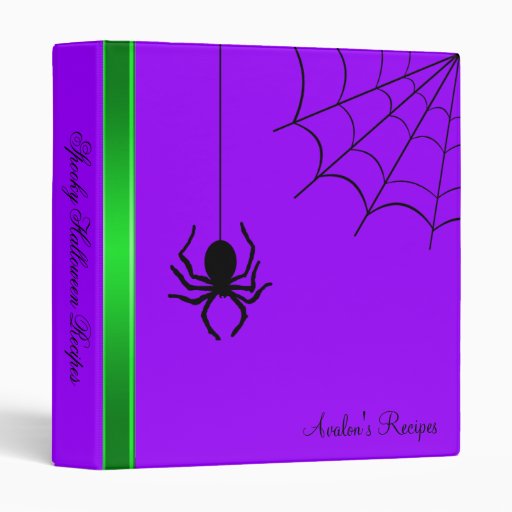 Purple Creepy Spider Halloween Recipe Binder