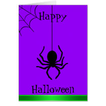 Purple Creepy Spider Happy Halloween Card