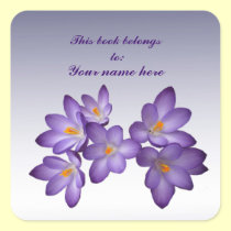 Purple Crocus Bookplate stickers