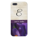 Purple Crocus Flower Monogram Cover For iPhone 5