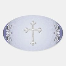 Purple Cross Damask Flower Envelope Seals Stickers