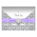 Purple Cross Elegant Christian Thank You Card Personalized Invitation