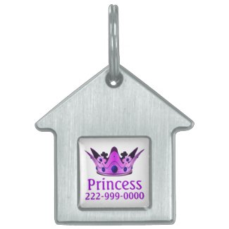Purple Crown Pet Name Tag