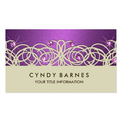 Purple Crystals and Lace Business Card (front side)