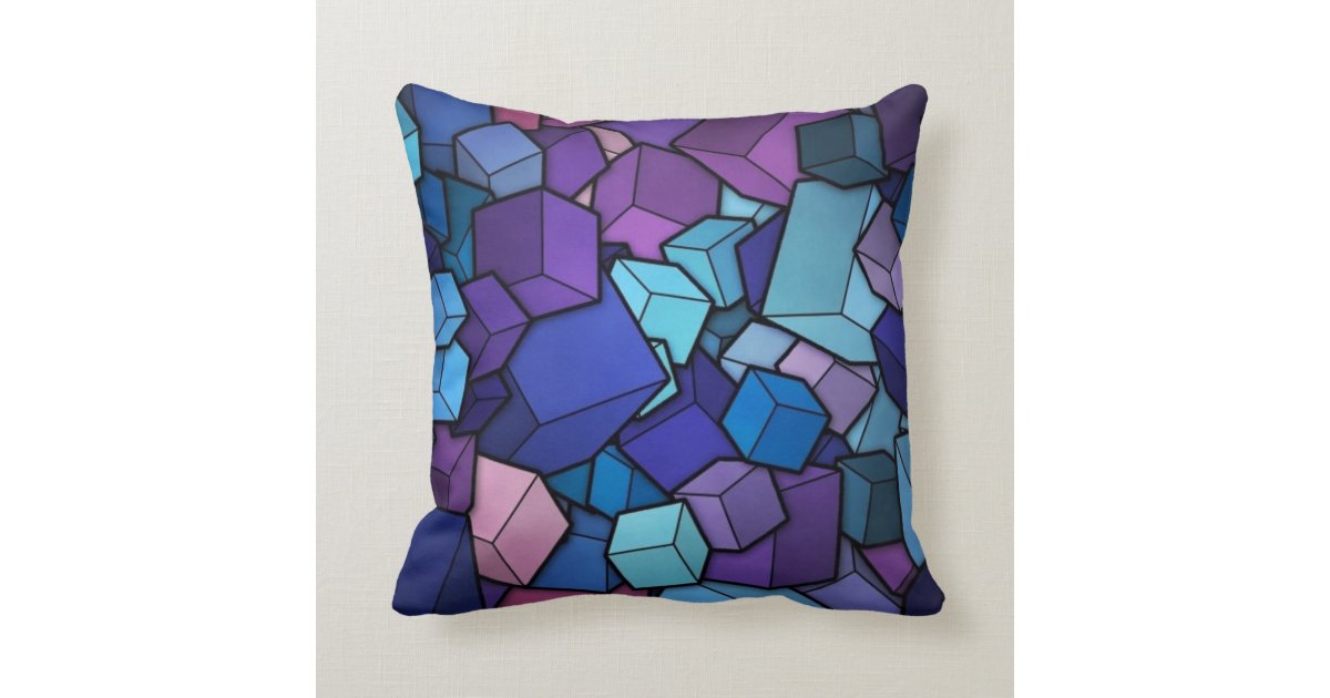 Purple Cubes Throw Pillow Zazzle