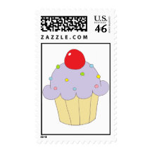 Purple Cupcake Postage Stamps