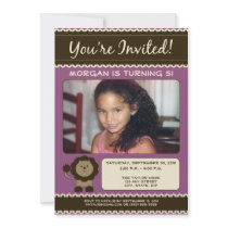 Purple Custom 5x7 Flat Lion Birthday Party Invite invitations