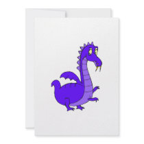 Purple Cute Cuddly Dragon Custom Invitation