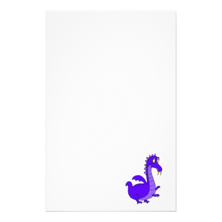 Purple Cute Cuddly Dragon Stationery Paper