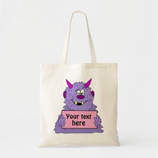Purple Cute Monster Customizable Template Canvas Bag