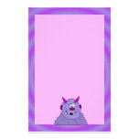 Purple Cute Monster Kids Stationery Paper on Pink