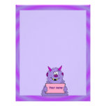Purple Cute Monster Personalized Kids Stationery Letterhead Template