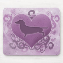 Purple Dachshund Valentine Mouse Pad