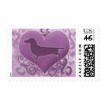 Purple Dachshund Valentine postage