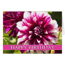 Purple Dahlia Passion Happy Birthday Card