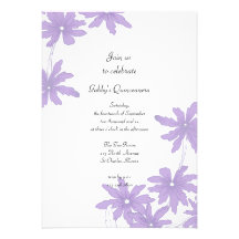 Purple Daisies Quinceanera Party Invitation