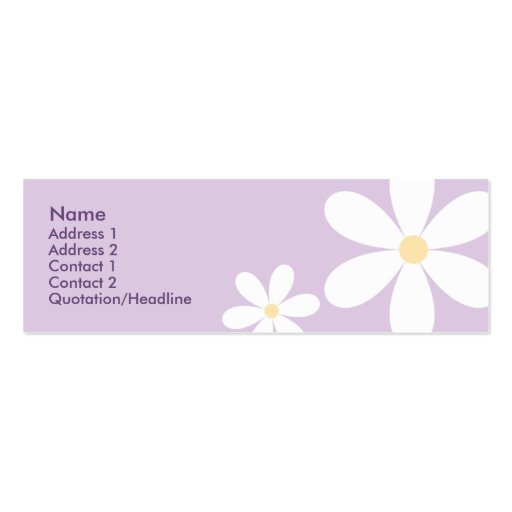 Purple Daisies - Skinny Business Card Template (front side)