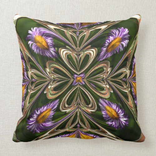 Purple Daisy Abstract Pillow throwpillow