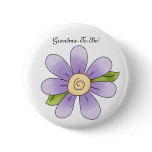 Purple Daisy Cartoon Grandmother Button