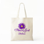 Purple Daisy Flower Girl Tote Bag