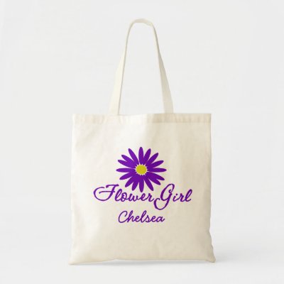 Purple Daisy Flower Girl Tote Bag