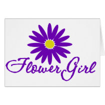Purple Daisy Flower Girl Greeting Card