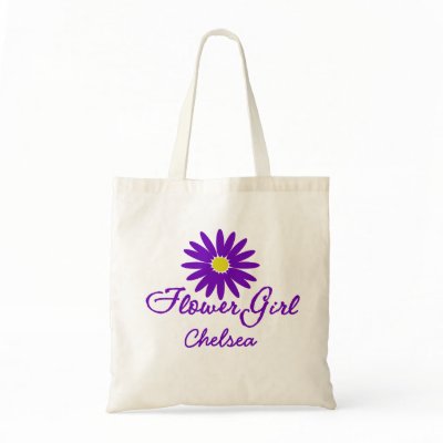 Purple Daisy Flower Girl Tote Bag