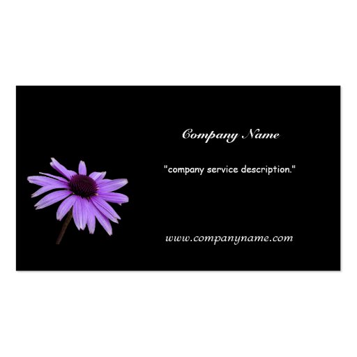 purple daisy flower in black background business cards (back side)