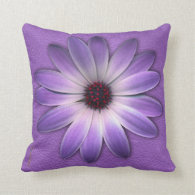 Purple Daisy on Purple Leather Texture Pillow