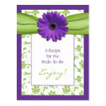 Purple Daisy Recipe Card for the Bride to Be Postcard