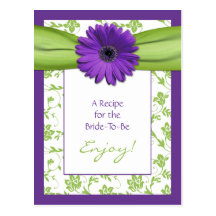 Purple Daisy Recipe Card for the Bride to Be Postcard