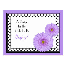 Purple Daisy Recipe Card for the Bride to Be Postcard