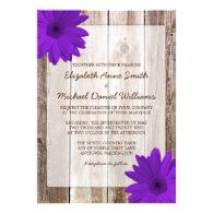 Purple Daisy Rustic Barn Wood Wedding Invites