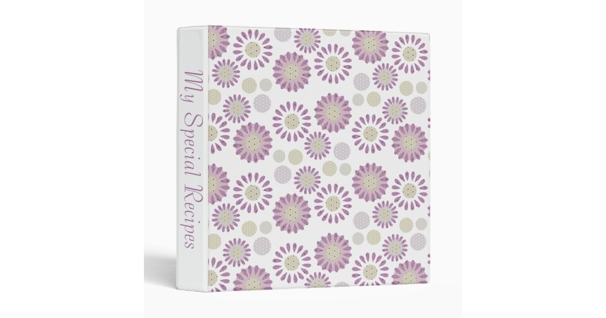 Purple Daisy & Tiny Polka dots Kitchen Decor 3 Ring Binder ...