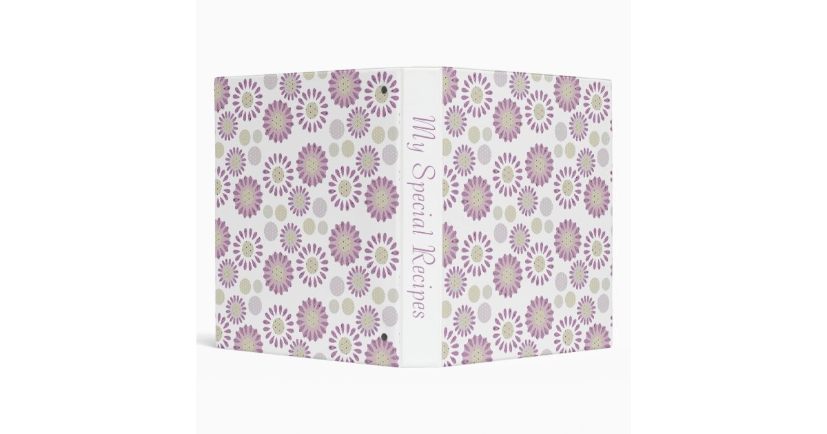 Purple Daisy & Tiny Polka dots Kitchen Decor 3 Ring Binder ...