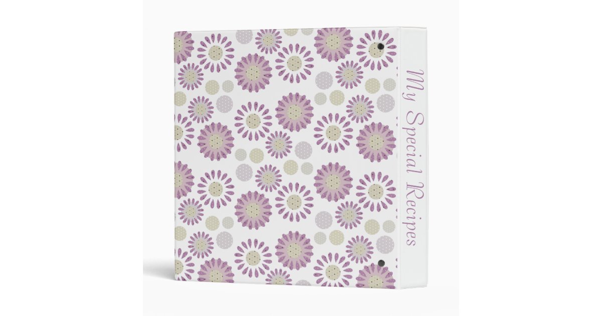Purple Daisy & Tiny Polka dots Kitchen Decor 3 Ring Binder ...